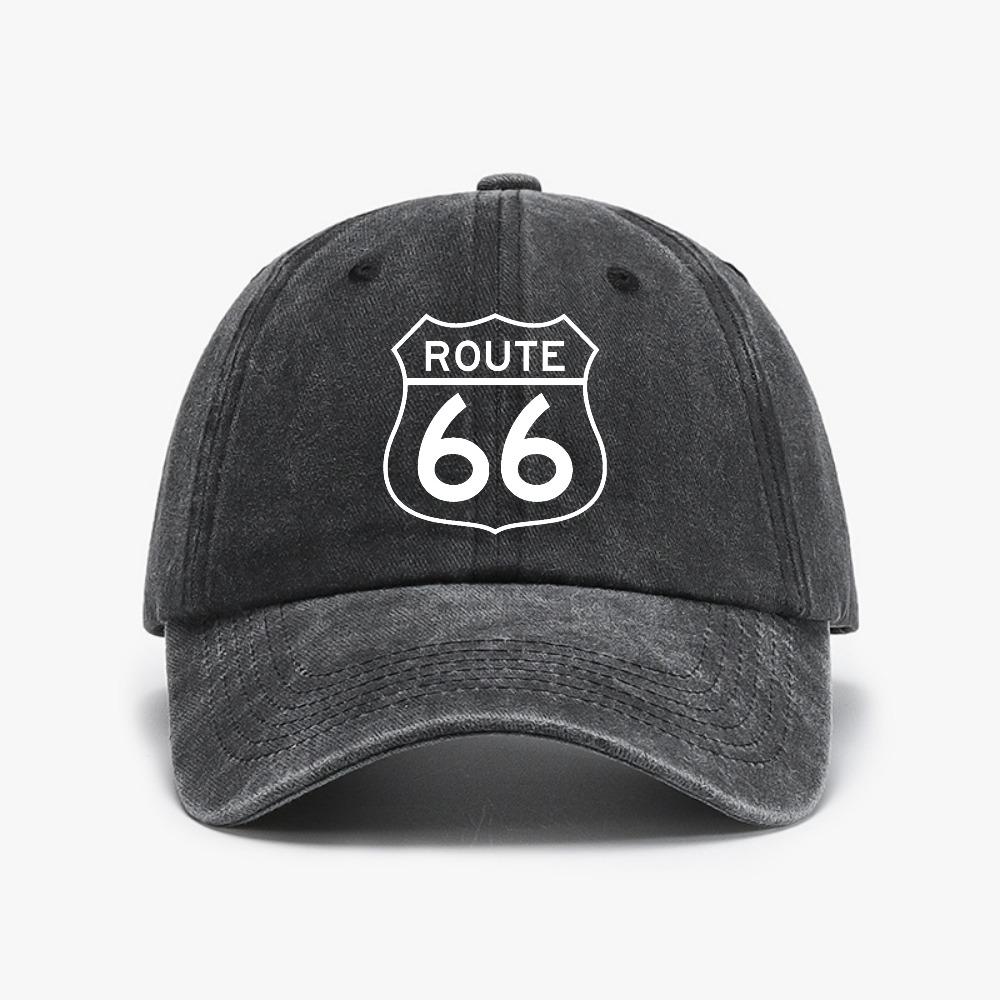 Route 66 Sign Baseball Cap Vintage Snapback Cowboy Caps Merch Casual Distressed Washed Route66 Merch Hat Golf Adjustable Caps Adjustable