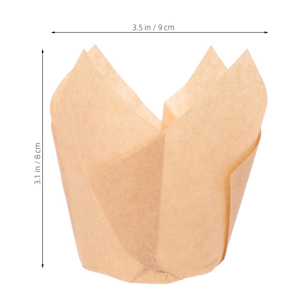 100 Stück Kuchen Cupcake-Förmchen Tulpenform Muffin-Formen zum Backen Hochzeit Geburtstag Weihnachten Party Dessert Zubehör Cupcake