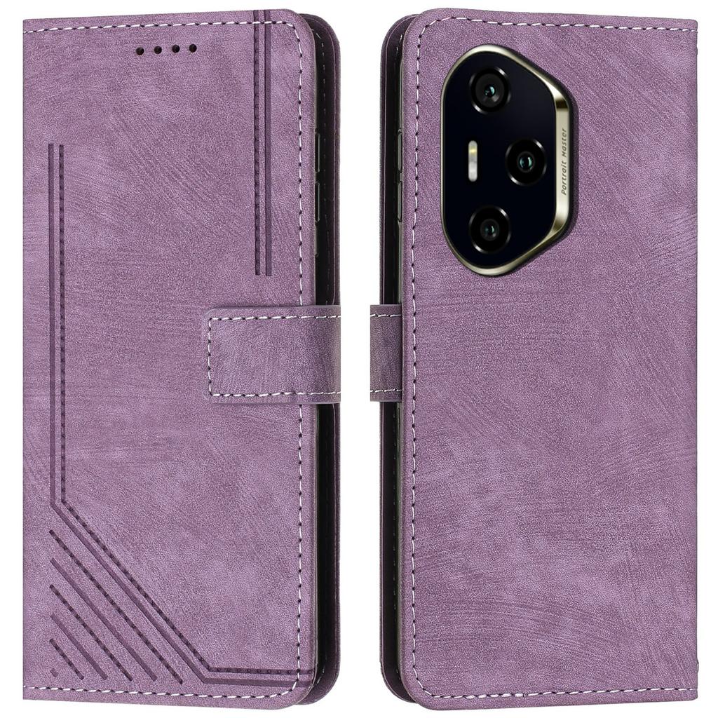 For Honor 300 Pro/300 Ultra Case Imprinted Lines Leather Phone Cover Folding Stand
