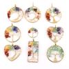 Rainbow Life Tree Pendant Necklace with Natural Crystal Crushed Stone Wire-Wrapped Design, N739.