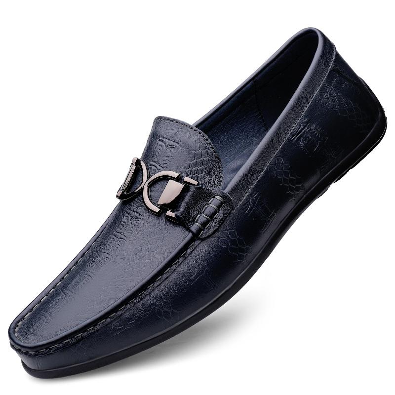 Fashion Genuine Leather Mens Formal Blue Loafers Handmade Business Casual Shoes High-quality Formal Shoes for Men Driving Shoes Mocassin