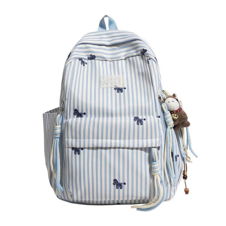Schoolbag new fresh striped backpack female junior high school college student schoolbag casual large capacity versatile shoulder backpack tide