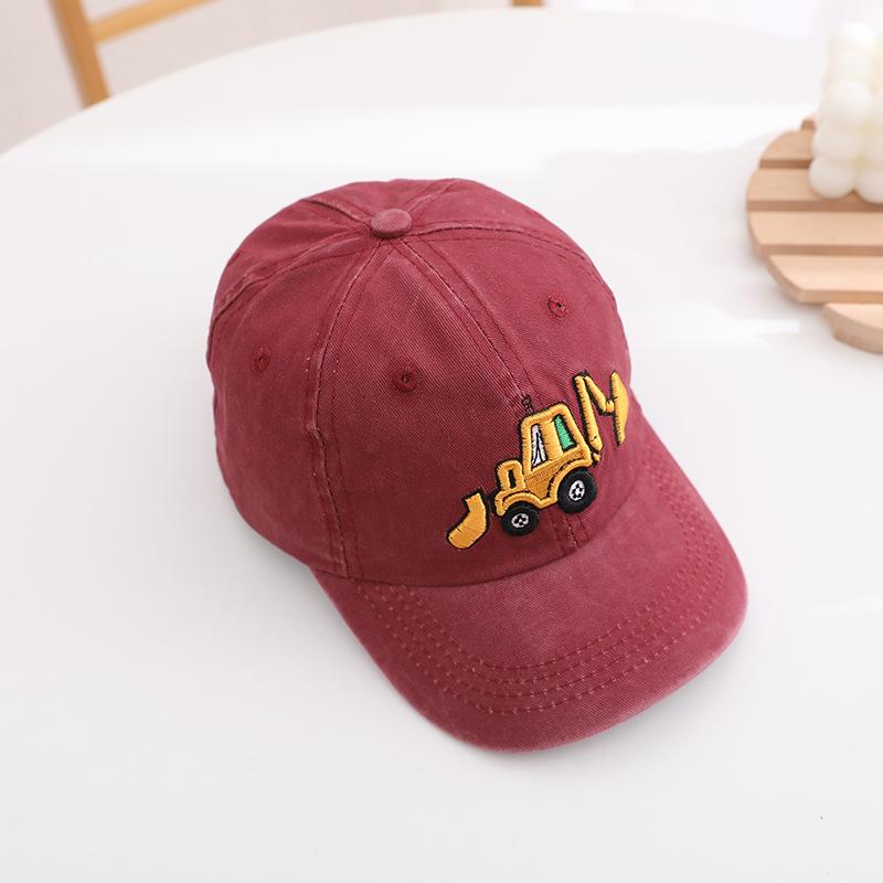 Children's Washable Excavator Cartoon Baseball Cap - Spring/autumn, Boys' Girls' Retro Baseball Cap