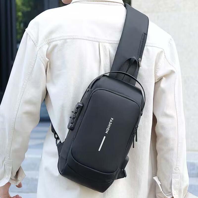 Beiweis Men s Anti-Theft Password Lock Chest Bag