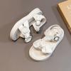 2024 Kindersandalen für Mädchen Neue Sommer Prinzessin Schleife Strandschuhe Mode Kinder Lässige Schulsandalen Vielseitige Unifarbe