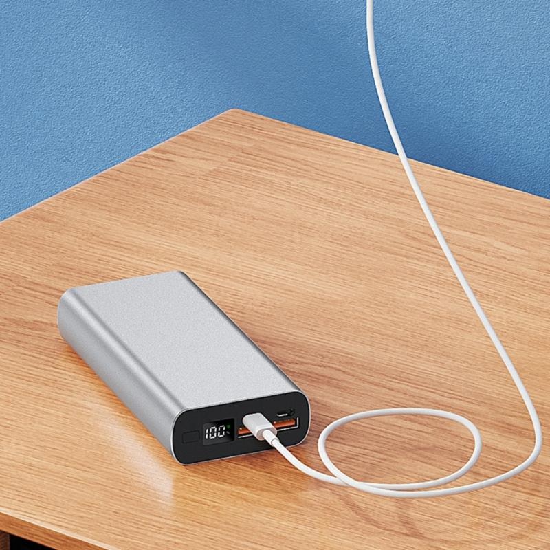 DIY Batery Charging Case Enclosure for 1260110 Polymer Battery PD 22.5W Digital Display Type-C USB1/2 Micro-USB Ports