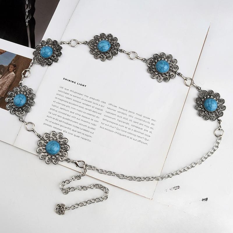 Boho Style Waist Chain Women's Retro Large Flowers Versatile Skirt High-end Body Chain Women's Style