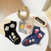5pairs Women's pure cotton new cartoon cute cookie cheese mid-length cotton socks breathable and sweat-absorbent socks