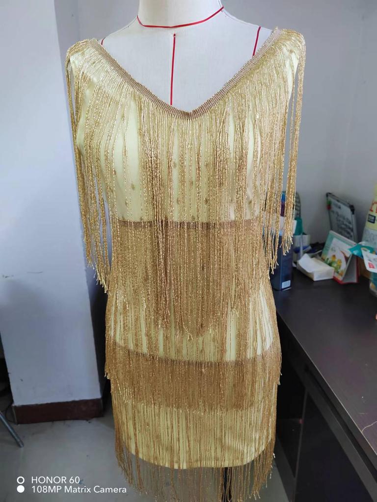 Low-Cut V-Neck Sexy Tassel Pencil Midi Dress