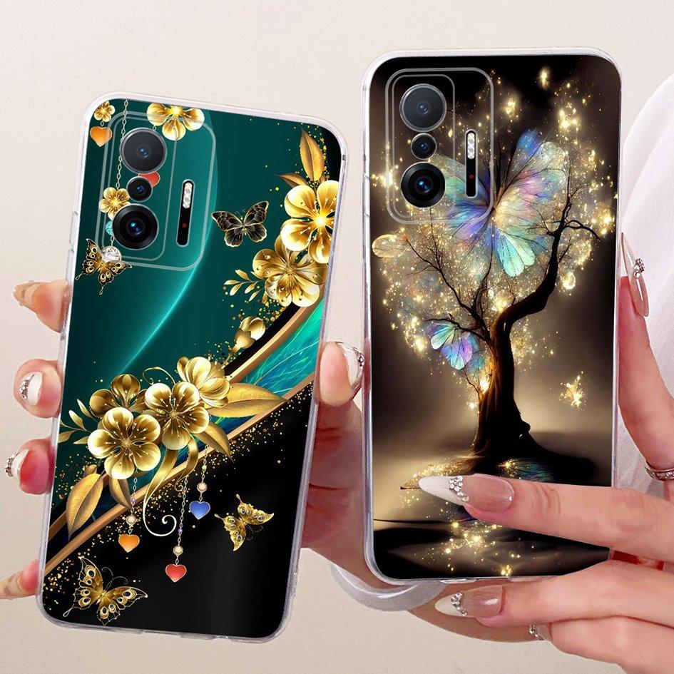 For Xiaomi 11T Pro 5G Case Transparent Silicone Fashion Flower Cover For Xiomi Xiaomi Mi 11 Pro Bumper Mi11T Mi11 Phone Case New