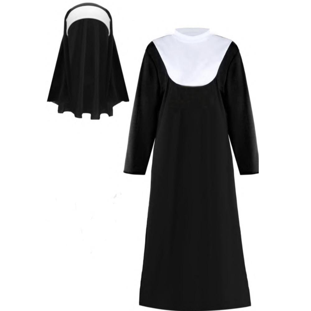 

Black Father s Clothing Adult Size Traditional Rob Gothic Style Nun Costume Cosplay Events XL-Nun