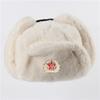 Warm Winter Military Style Earflap Hat Men Women With Embroidered Soviet Emblem Faux Fur Lined Outdoor Cap