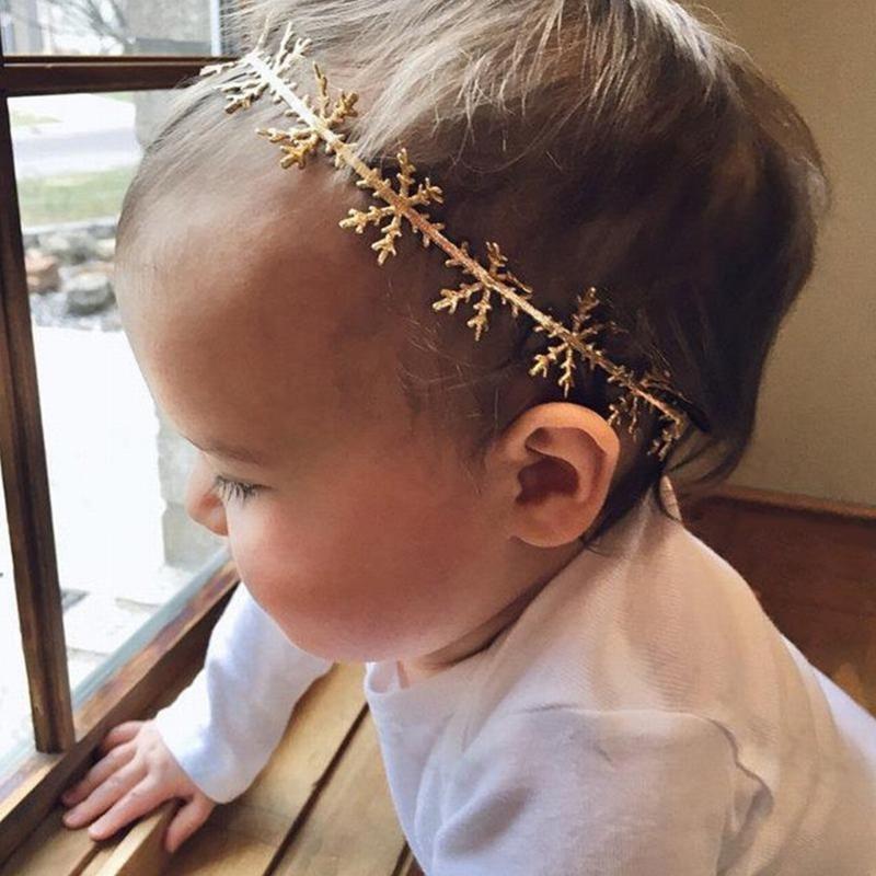 Cute Christmas Headbands with Snowflakes Pattern Trendy Elastic Headdress Lovely Hair Accessories for Baby Girls Gift