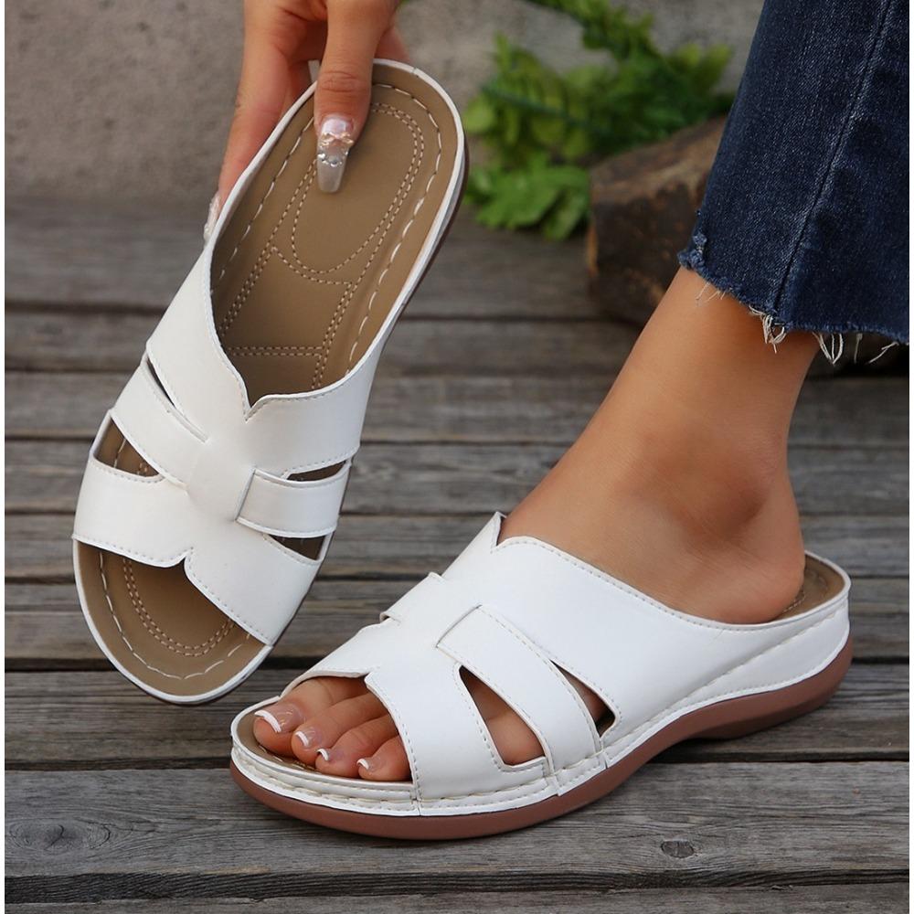 

Модные Новые Тренд Босоножки с Открытым Носком Женские 2025 Лето Новые Мягкие Сексуальные Женские Босоножки на Танкетке Повседневные Женские Сандалии Пляжная Обувь 43 белый