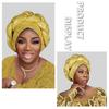 Gold Stamping Fabric Turban Cap For Women Braids Headwrap Bonnet Lady Head Cover Muslim Hat African Female Headgear