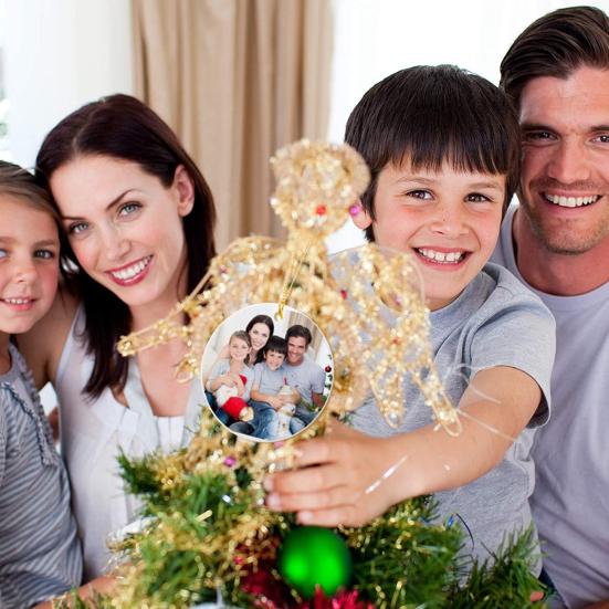 6/12Pcs Christmas Sublimation-Blank Ceramic Pendant White Round Ceramic Hanging Ornament with Golden String for Crafting Christmas Tree Personalized