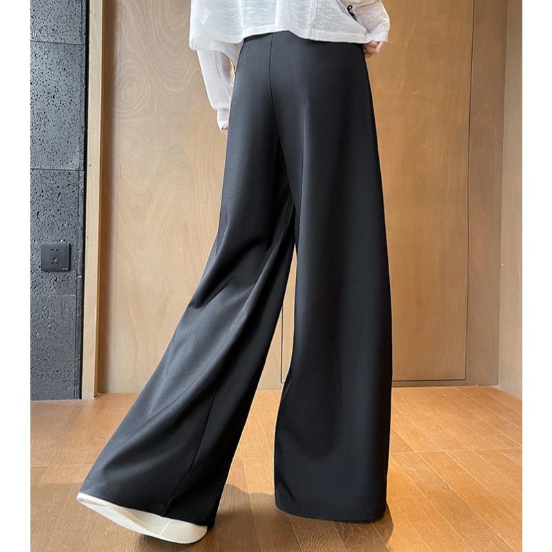 Dimanaf Jarní dámské kalhoty plus size se širokými nohavicemi, základní elastické kalhoty, volné ležérní kalhoty s vysokým pasem, plisované kalhoty 5XL