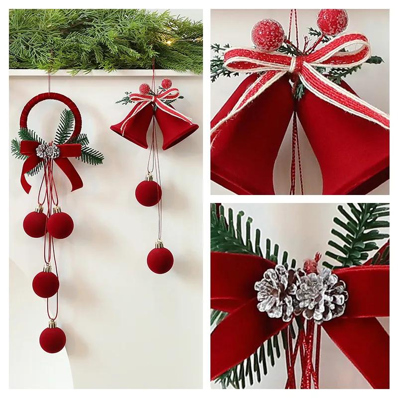 Christmas Ball Ornament Nordic Bells Christmas Tree Hanging Pendants Decorations For Home New Year Party Supplies Gifts