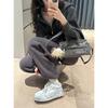 [Cracked Cowhide Version] Korean Version of Heightened Thick-soled White Shoes for Women's 2025 Winter New Velvet Warm Casual Board Shoes