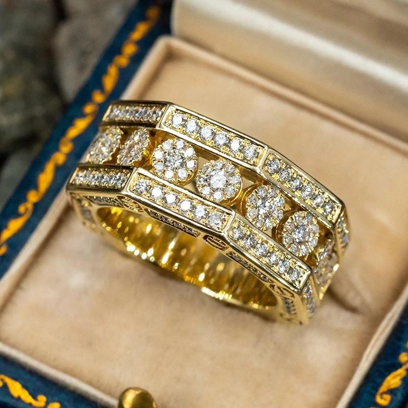 

Huitan Роскошные кольца золотого цвета Женские Благородные Нежные Обручальные Циркон Великолепные Блестящие Сияющие Аксессуары из кубического циркония Горячие 8