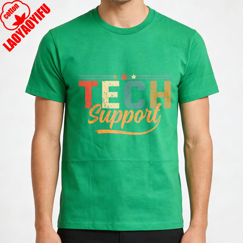 Tech Support Vintage Graphic Summer Men TShirt Cotton T Shirt Regular Fit Casual Gift for Tech Lovers Fashion Loose Tops