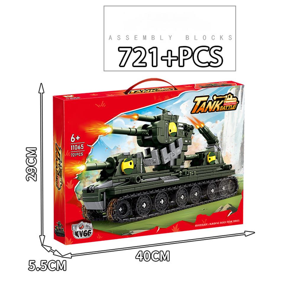 WW2 Military Cartoon Tank Monster Germany Karl Gerat Railway Gun P1000 Soviet KV 44 Model Building Blocks Bricks Toys Kids Gifts
