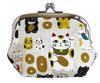 Onishi Ken Seihan Abeille Gusseted 3.6-inch Pouch, Maneki-neko (Lucky Cat), White, AMC-1602