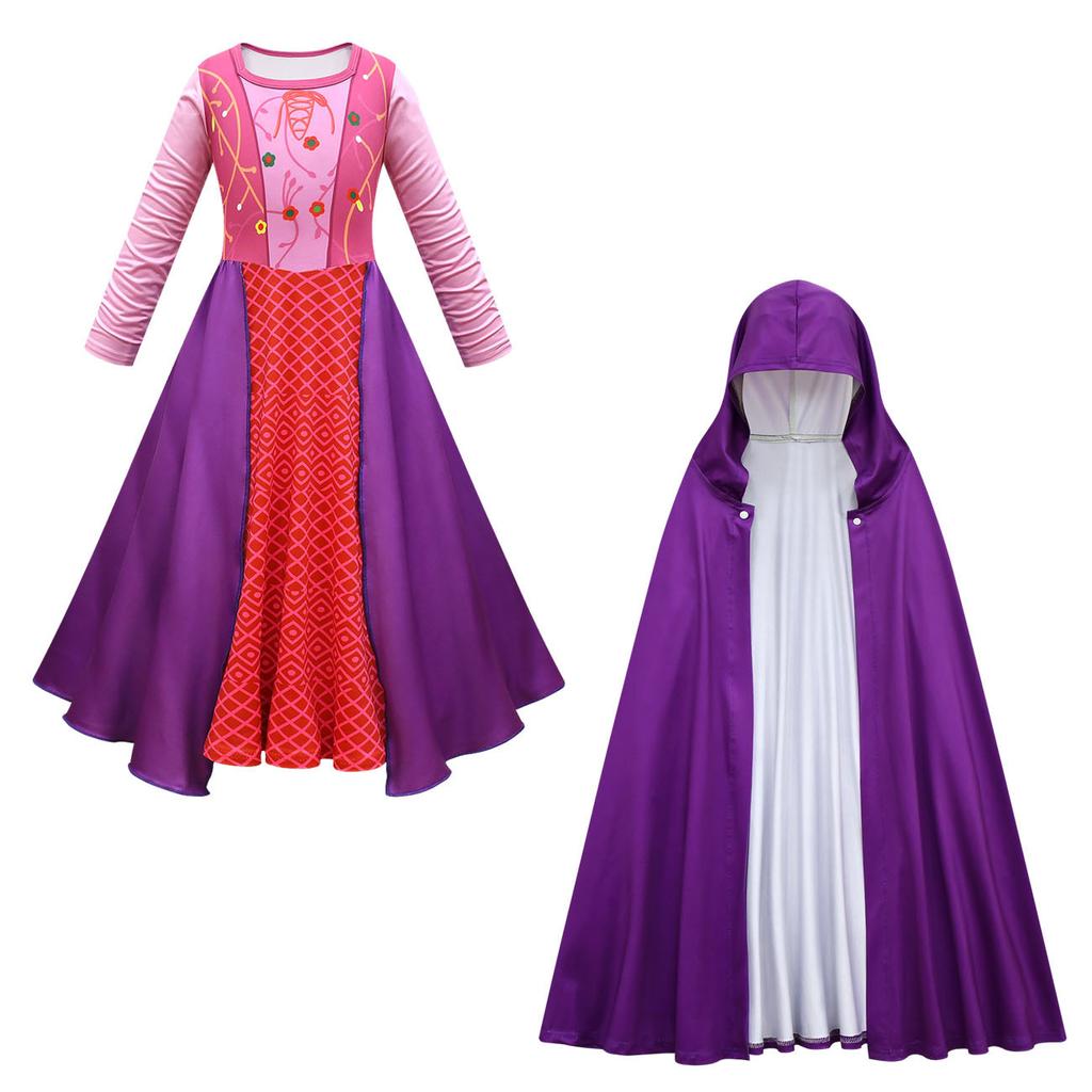 Girls Tulle Dress Wednesday Addams Cosplay Party Performance Long Witch Theme Gown