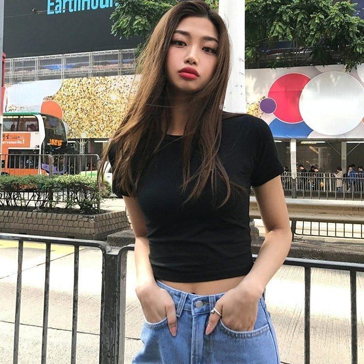 O cou mode débardeur solide culture hauts femmes Camis été T-shirt décontracté Camisole Tube femme à manches courtes T-shirt fille T-shirt