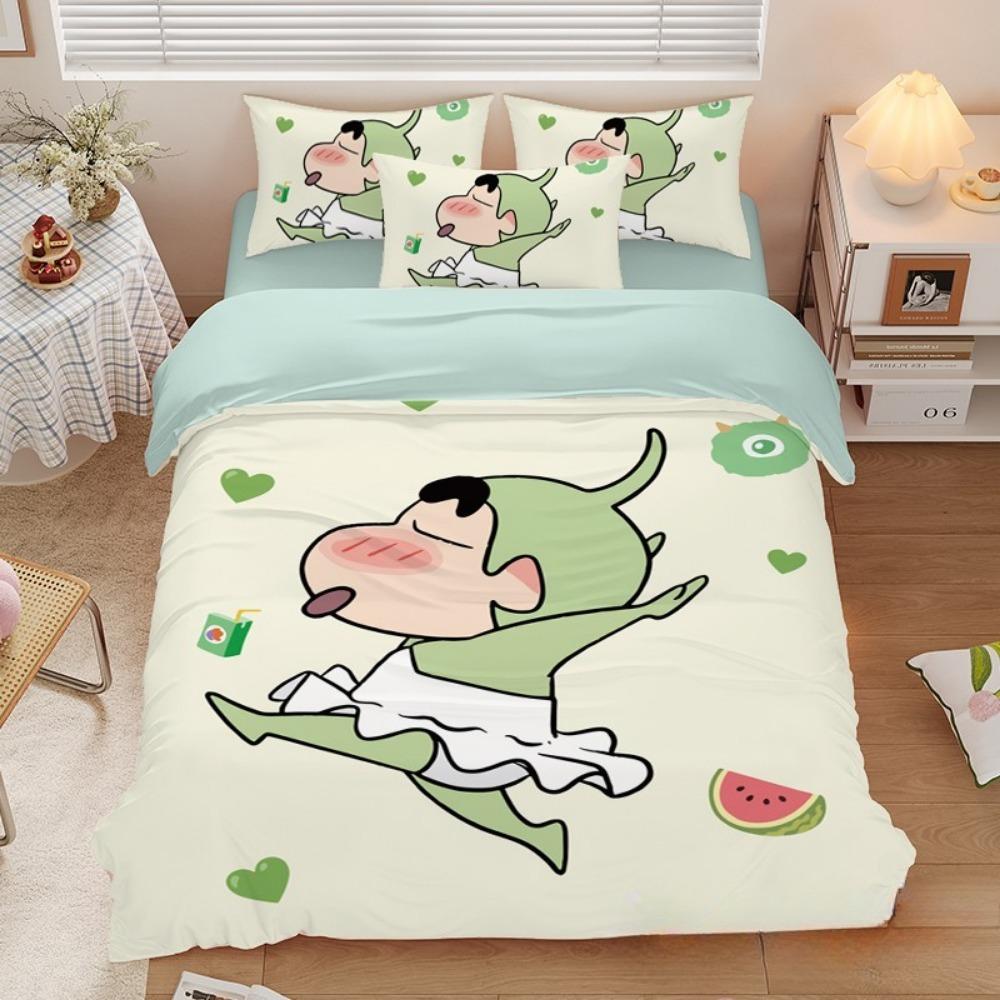 Uroczy Crayon Shin chan, Zestawy pościeli z mikrofibry, Pościel dziecięca z zamkiem błyskawicznym, Dekoracja pokoju, Poszwa na kołdrę dla nastolatków i dorosłych