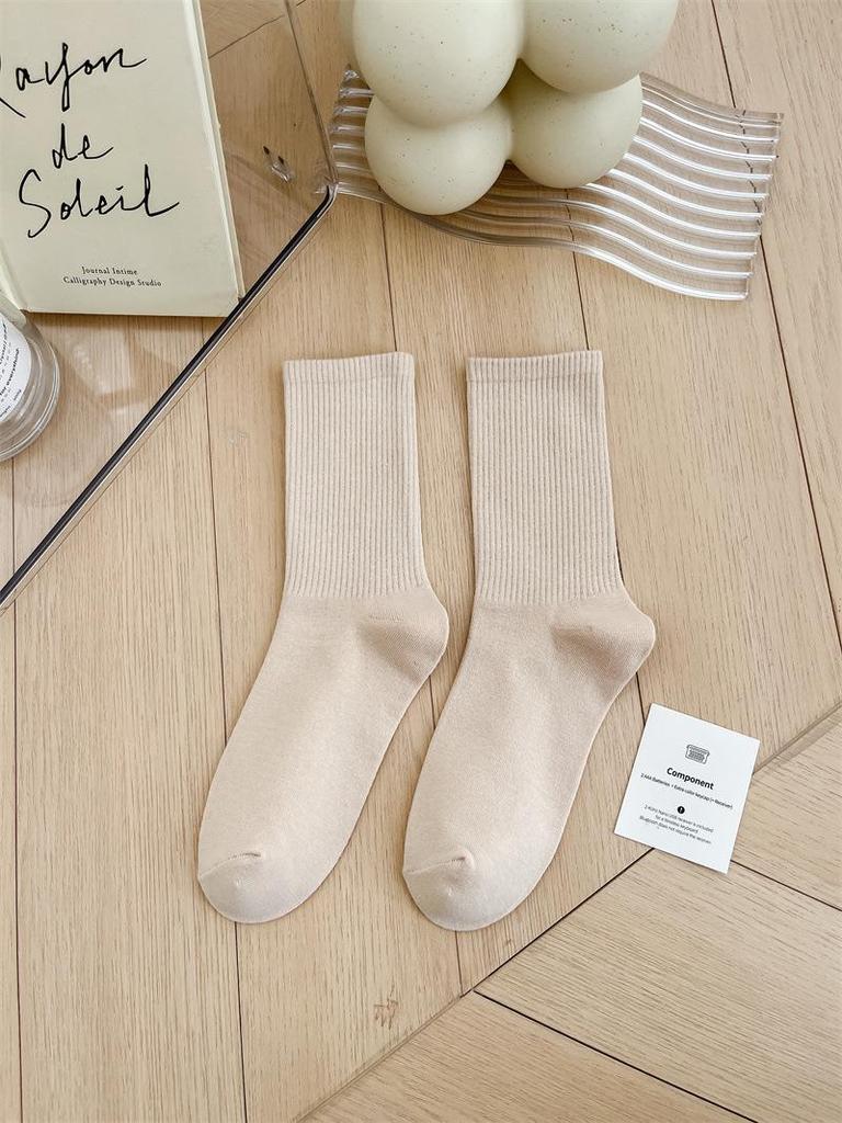 Women's Colorful Mid-Tube Socks In Violet, Orange, Rose, and Red for Modern Dance with Shark Print