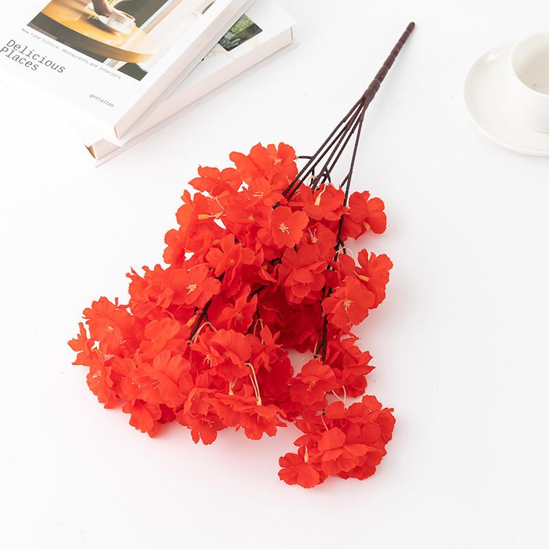 

Artificial Fiveprong Cherry Blossom Branch Wedding Pathway Decor For Outdoor Photography красный