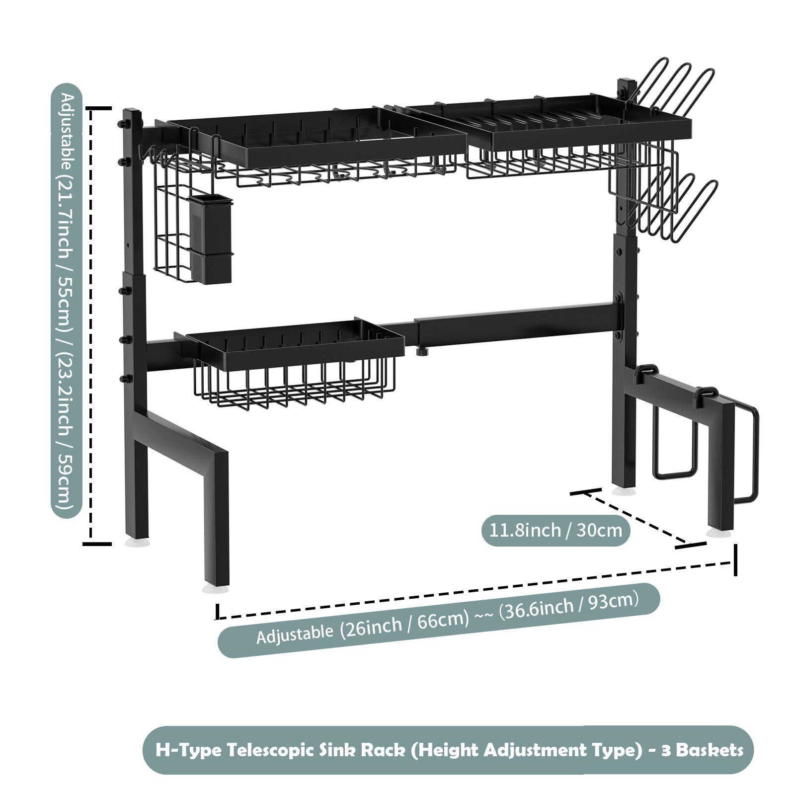 

Сушилка для посуды над раковиной, раздвижная, двухъярусная, из нержавеющей стали, с держателем для посуды и сушилкой для посуды