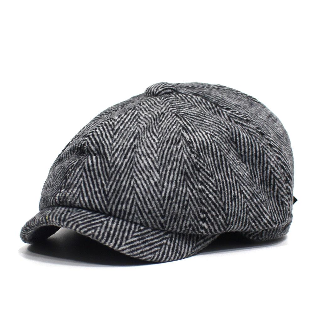 

Herringbone forward hat new button women s octagonal hat men s polyester cotton retro eight-piece beret Adjustable