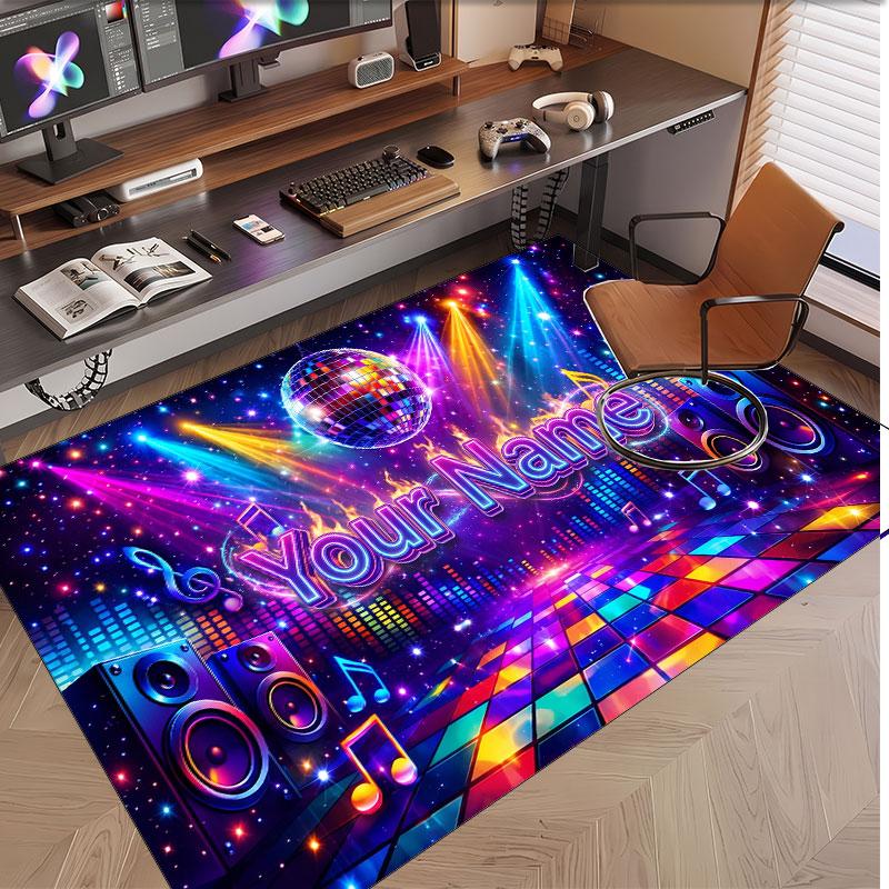 Celebration Theme Soft Crystal Velvet Rug Custom Name & Text Print Non Slip Floor Rug for Bedroom Living Room