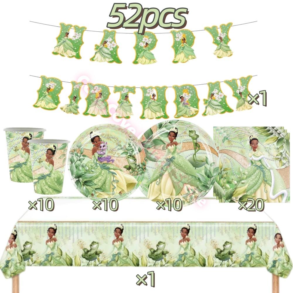 Frog Tiana Princess Party Decoration Set Paper Cup Plate Napkin Balloons Kids Girl Birthday Surprise Gift Baby Shower Photo Prop