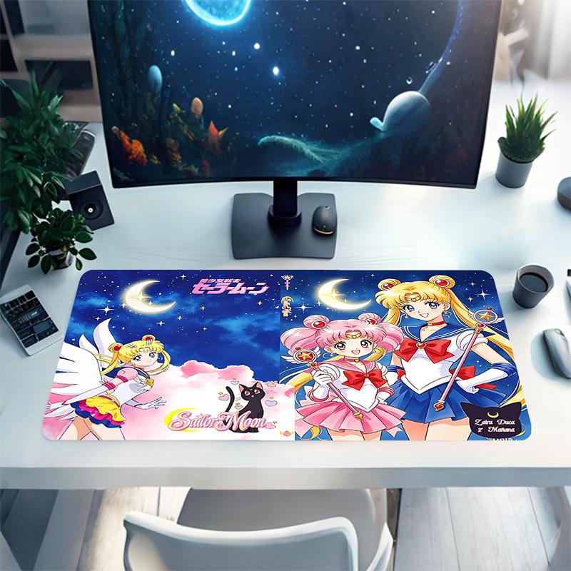 1Pc Moonlit Sailor Magic Gaming Mouse Pad Keyboard Desk Mat Non-slip Rubber Lock Edge Waterproof Computer Mousepad for Office Home Decor Y1505