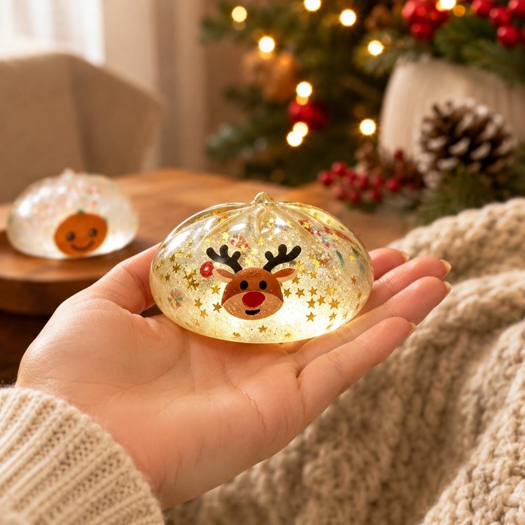 Christmas Transparent Glitter Toy, Pumpkin Slow Stress Toy for Kids