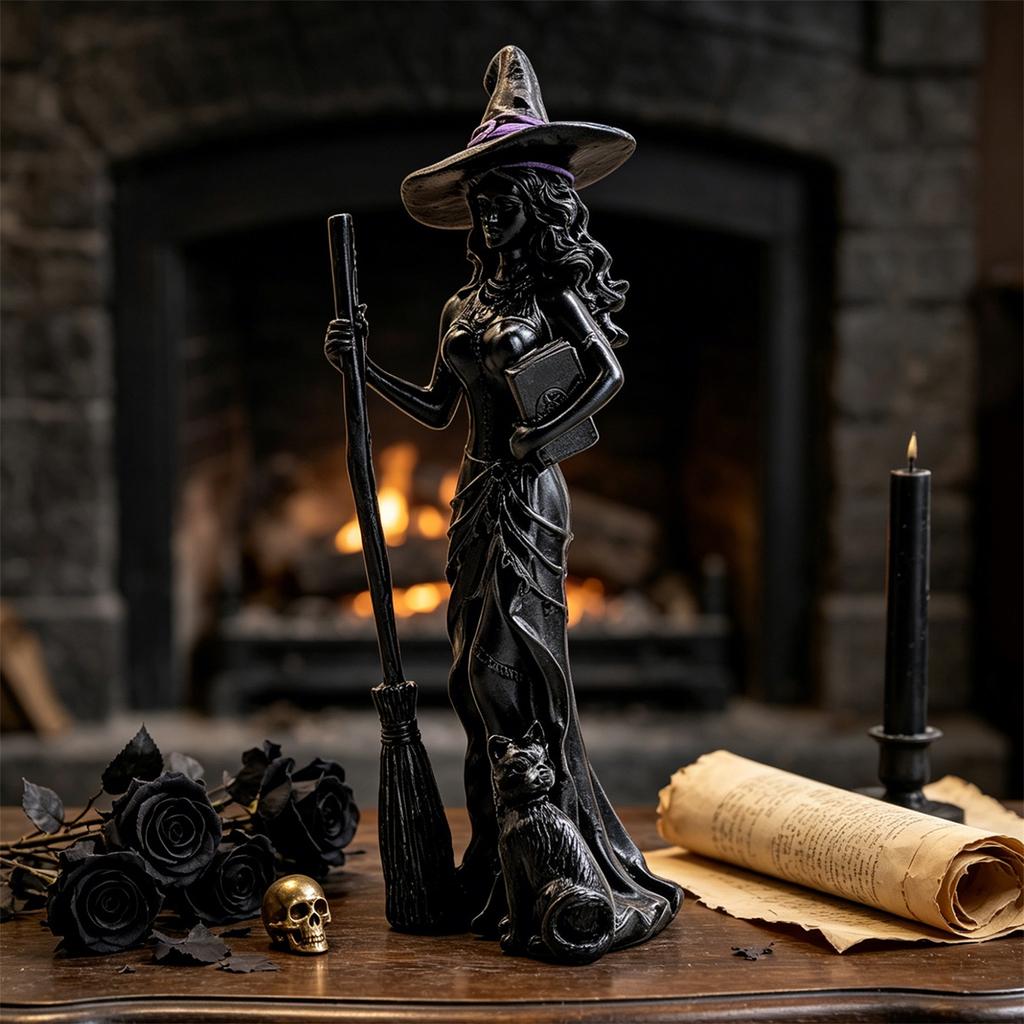 Figura de Bruja Vintage de Halloween, Adorno Decorativo de Mesa para Decoración del Hogar