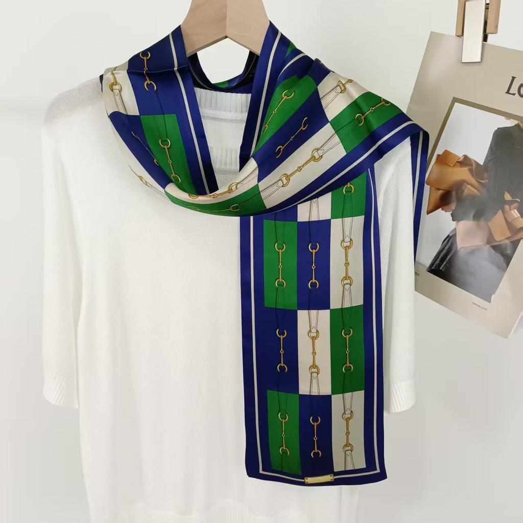111 mulberry silk scarf French rose silk double crepe silk scarf long silk streamer Hangzhou silk spring and autumn