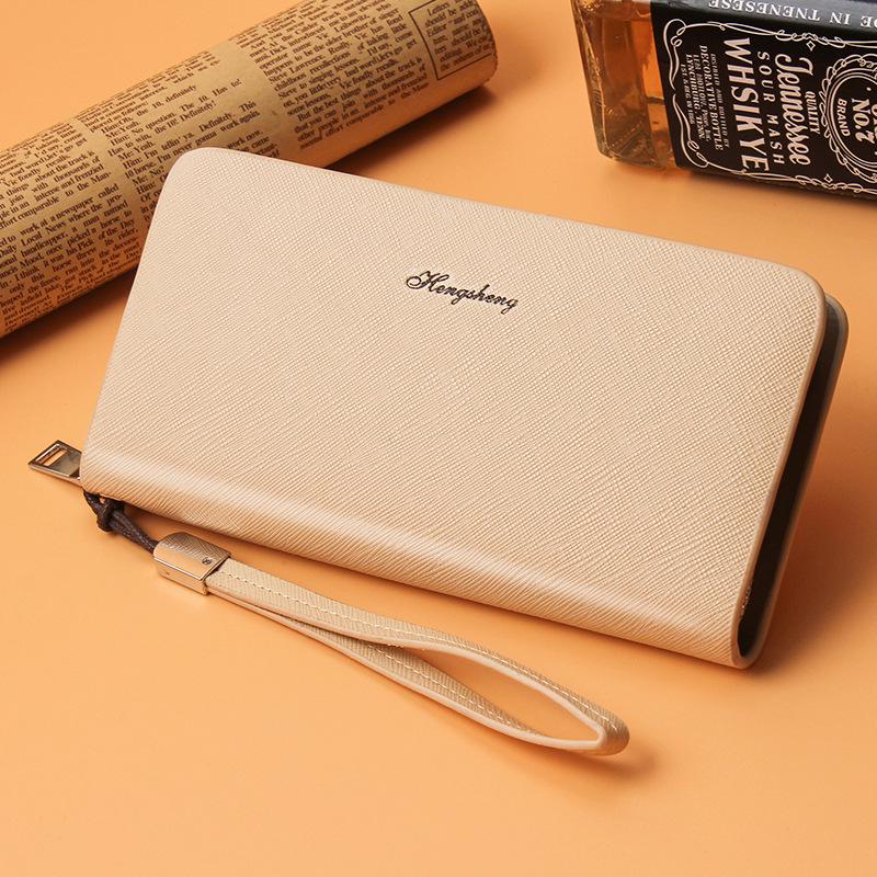 Hengsheng Men's Business Casual Clutch Wallet - Large Capacity Long Coin Purse with Hand Strap