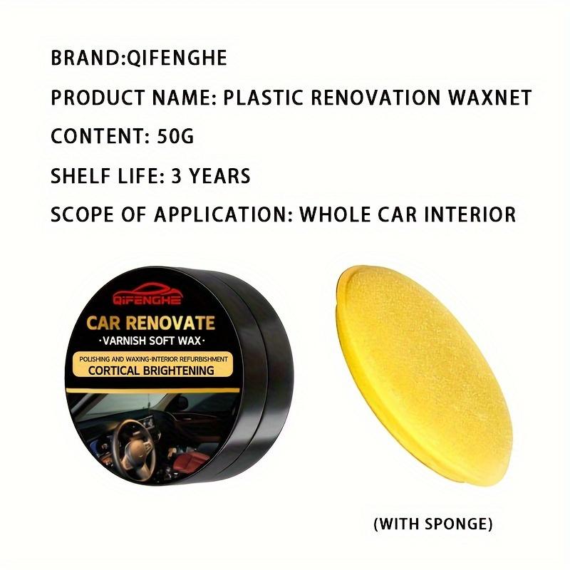 Car Interior Updated Wax and Sponge - Plastic Recovery Agent, Seat Maintenance Paint Soft Wax Suitable for Pu Leather and Tire S