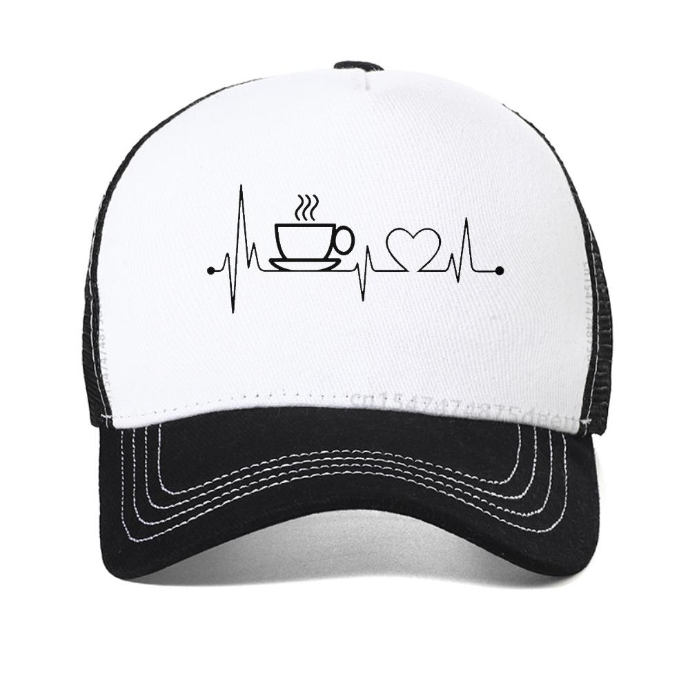 Coffee and Heartbeat cap Men's Summer Fashionable Casual Breathable baseball caps outdoor adjustable mesh cool snapback hat