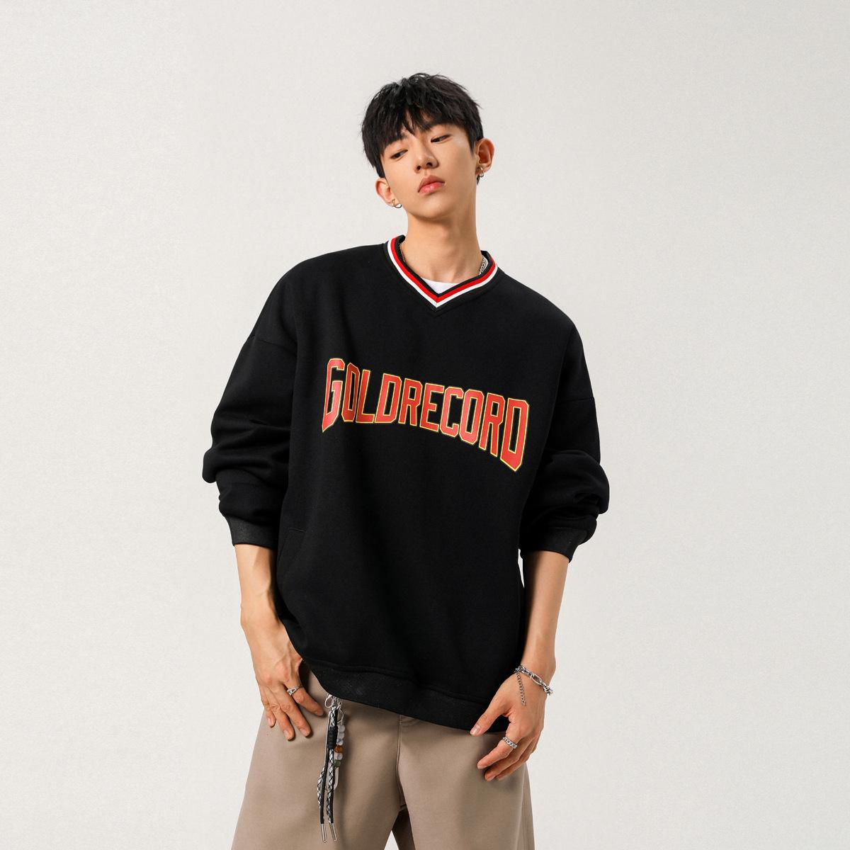 

Men s American Retro V-Neck Jersey Sports Hoodie - 2026 Spring Loose-Fit Fashion L