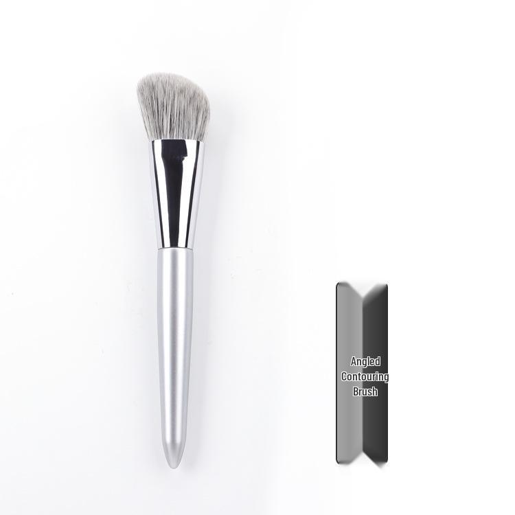 Moonlight Silver 12-Piece Makeup Brush Set: Super Soft Imitation Snow Fox Hair for Powder, Contour, and Eyeshadow.