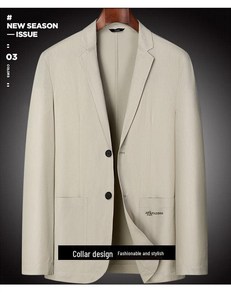 2025 Spring/Summer Men's Breathable Stretch Casual Plus-Size Single-Breasted Jacket