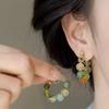 Dunhuang Winter Fresh Green Beaded Vintage Natural Stone Mosquito Coil Clip-On Earrings for Women Without Pierced Ears