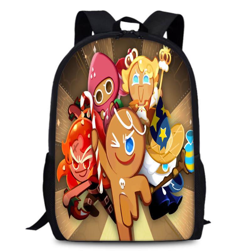Cookie Kingdom Run School Backpack Oxford Fabric Curved Straps For Kids Unisex