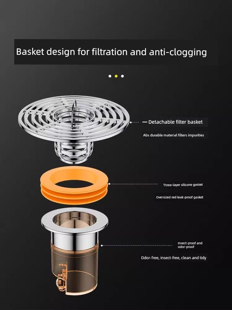 Universal Anti-Odor Core for Bathroom Floor Drains - Toilet Insect Prevention, Drainage Pipe Odor Control, and Leak-Proof Sealing Cover