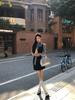 Women's Korean-Style Grey High Neck Slim Fit Long Sleeve T-Shirt & Vest Layered Two-Piece Set for Autumn/Winter